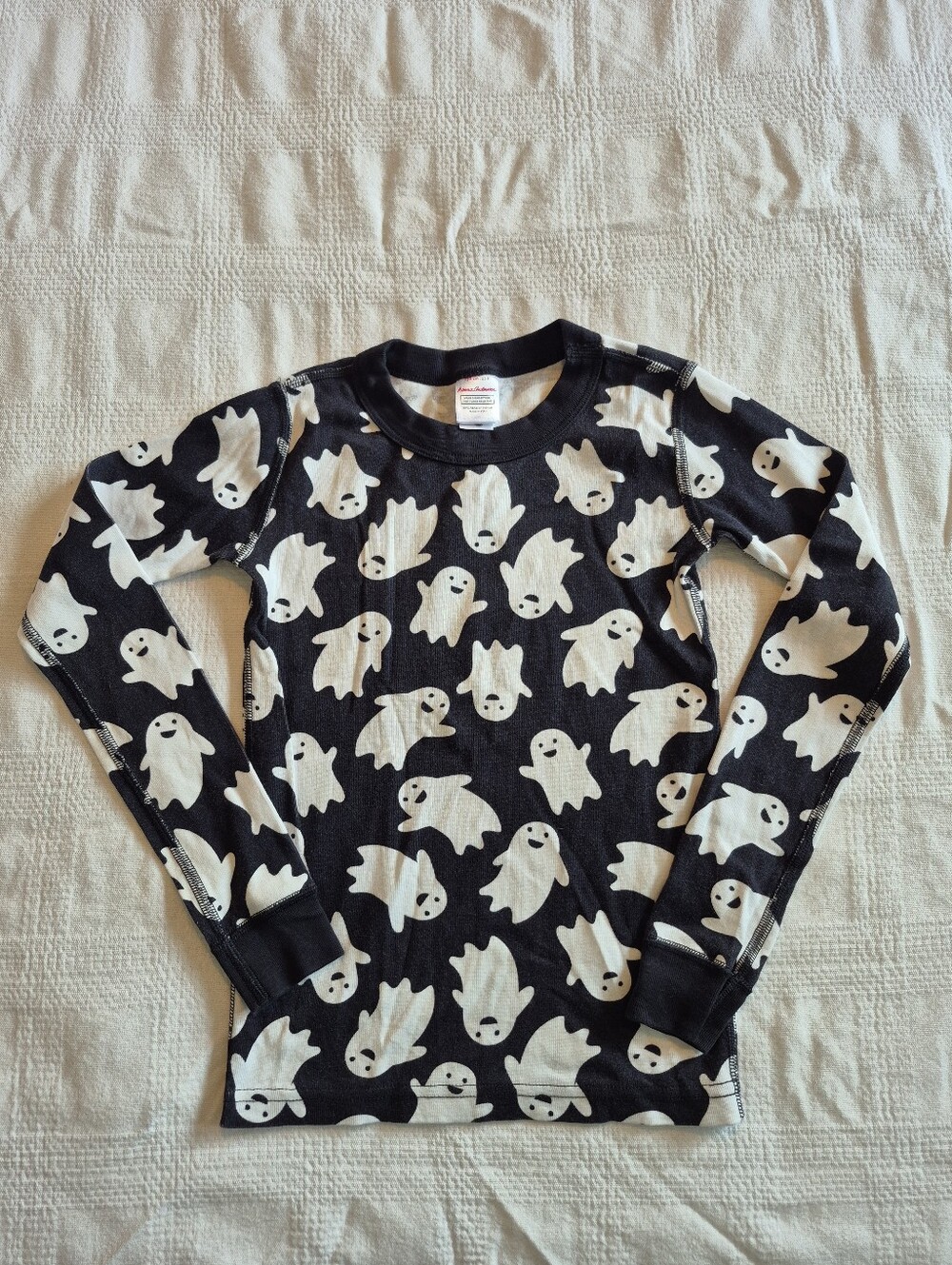 Hanna Andersson size 130 or 8 boys pajama top black with white ghosts VGUC